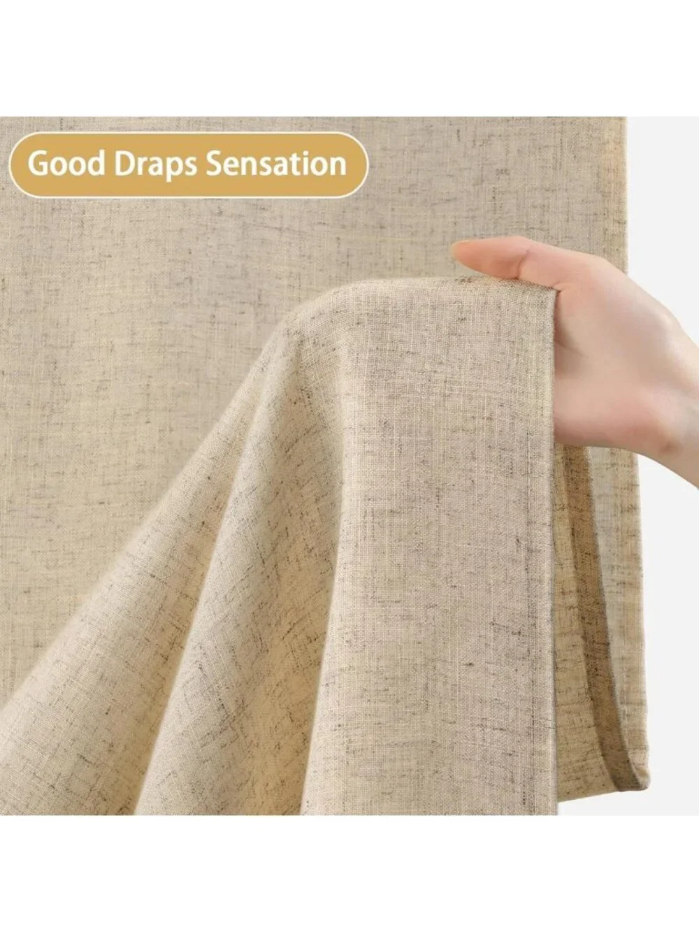 Tan Linen Shower Curtain 72x72 with Double-Sided Hooks - Elegant Home Decor